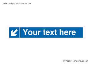 Custom Mandatory directional sign, blue arrow down and left